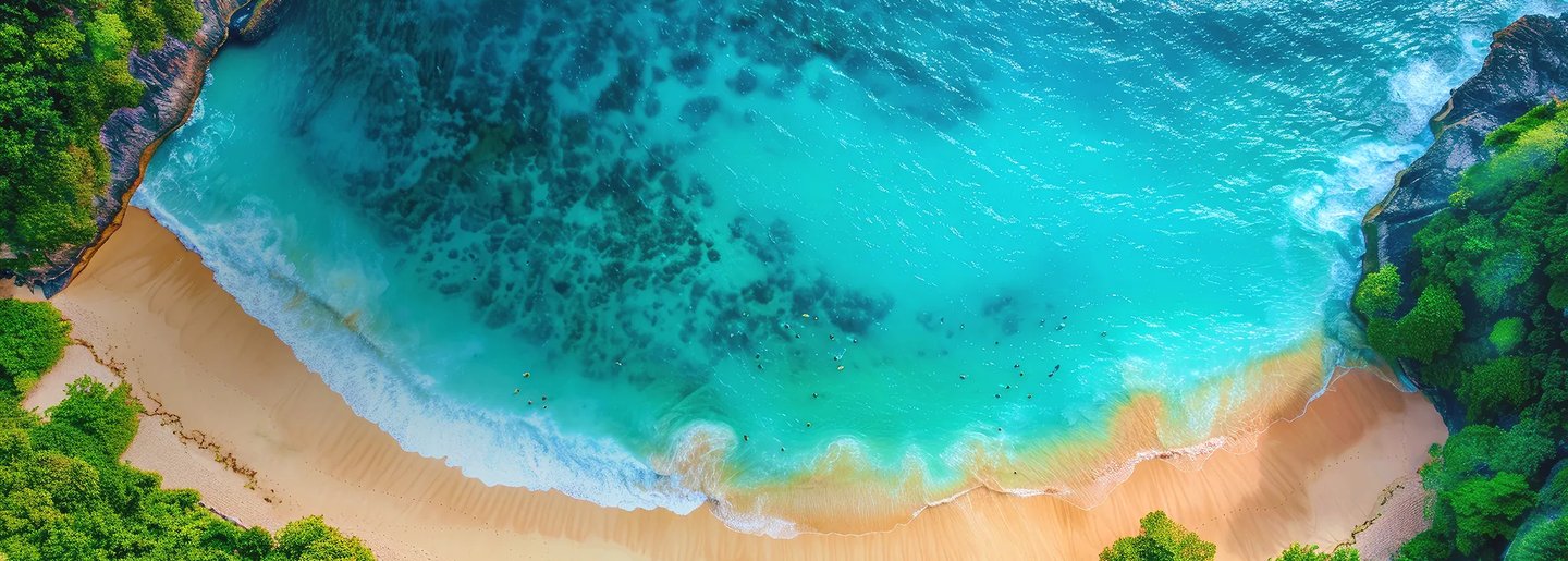 Aerial view of a Hawaiian beach